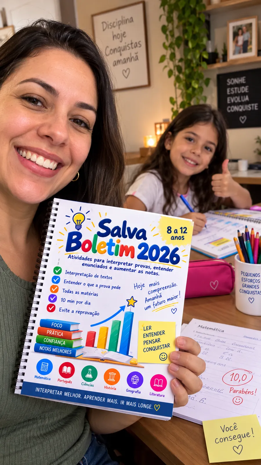 Capa da apostila Salva Boletim para crianças de 8 a 12 anos